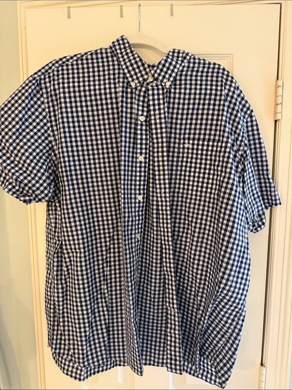 Dockers Navy and White Gingham Short-Sleeve Button-Down Shirt